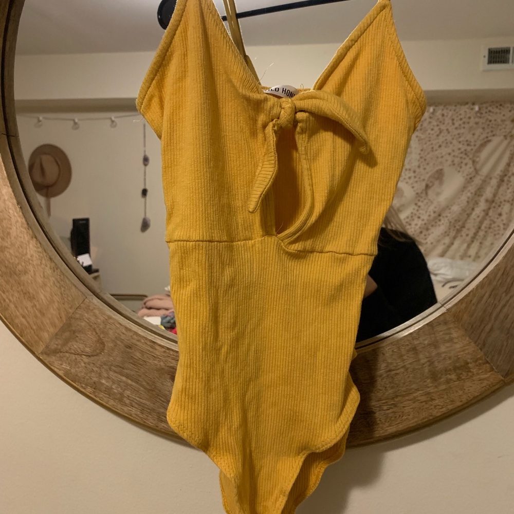 ribbed open front bodysuit